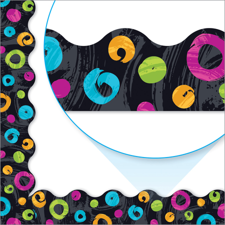 Trend Enterprises Color Harmony™ Swirl Dots/Black Terrific Trimmers®, 39 Feet/Pack, PK6 T92691